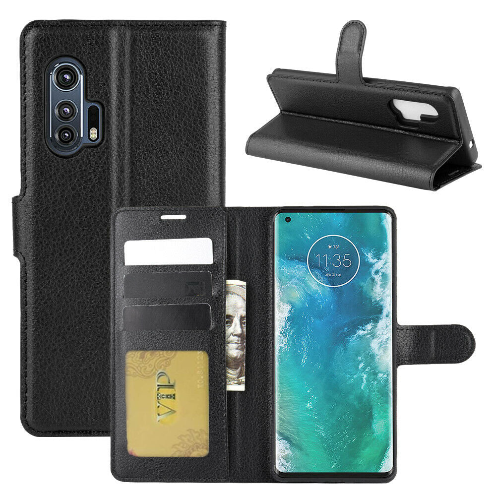 Leather Folio Wallet Case for Motorola Moto Edge+ Plus (2020) Leather Folio Wallet Case for Motorola Moto Edge+ Plus (2020)